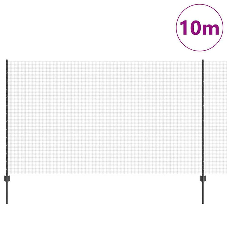Vidaxl-Zaun mit Pfosten grau 1,4 x 10 m aus Stahl und PVC