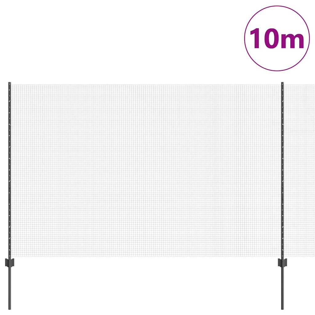 Vidaxl-Zaun mit Pfosten grau 1,5 x 10 m aus Stahl und PVC