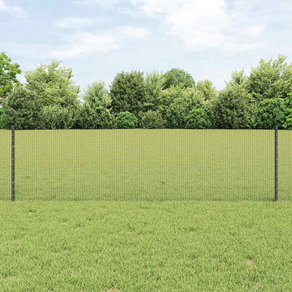 Vidaxl-Zaun mit Pfosten grau 0,6 x 25 m aus Stahl und PVC