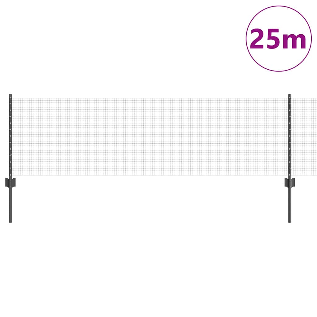 Vidaxl-Zaun mit Pfosten grau 0,6 x 25 m aus Stahl und PVC