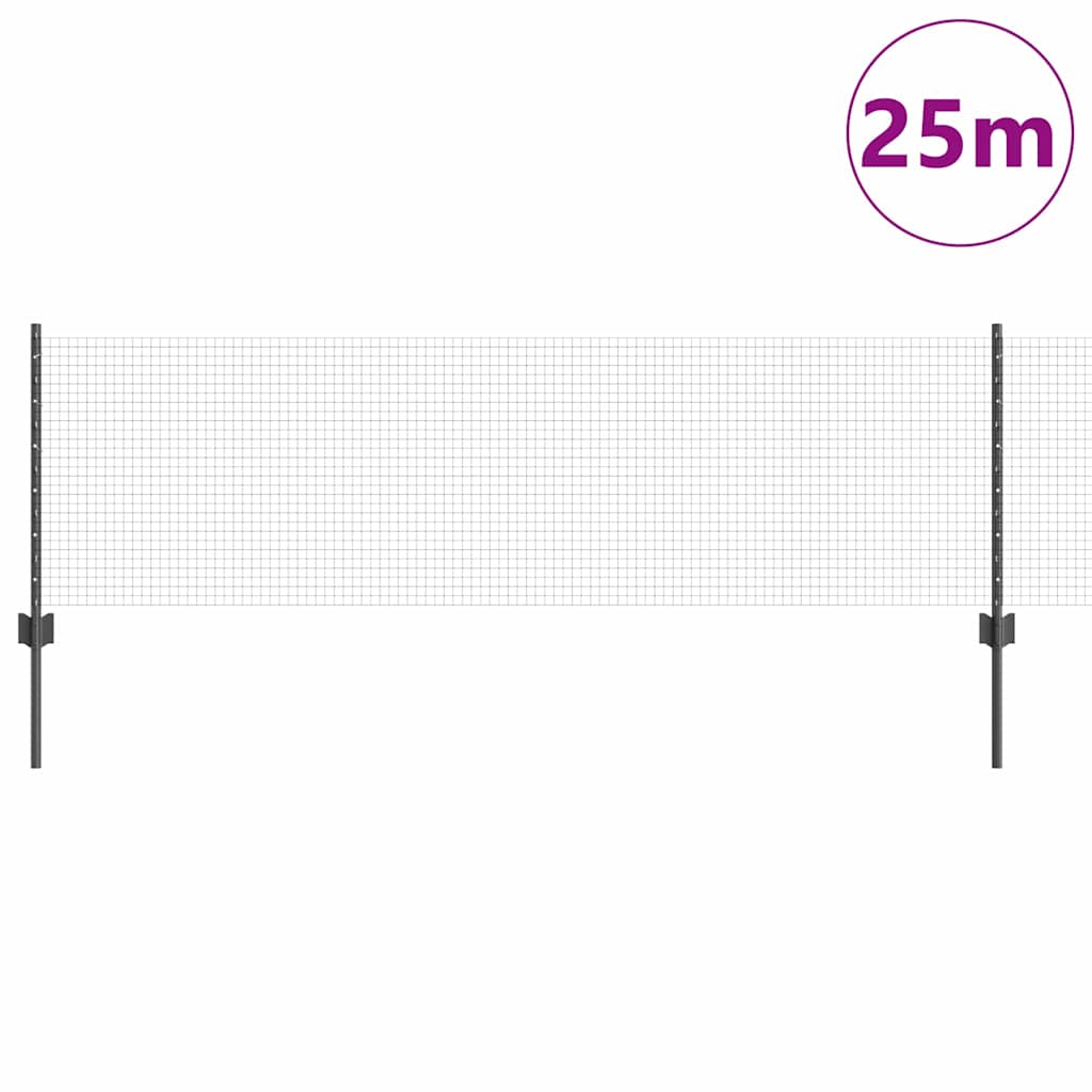 Vidaxl-Zaun mit Pfosten grau 0,6 x 25 m aus Stahl und PVC