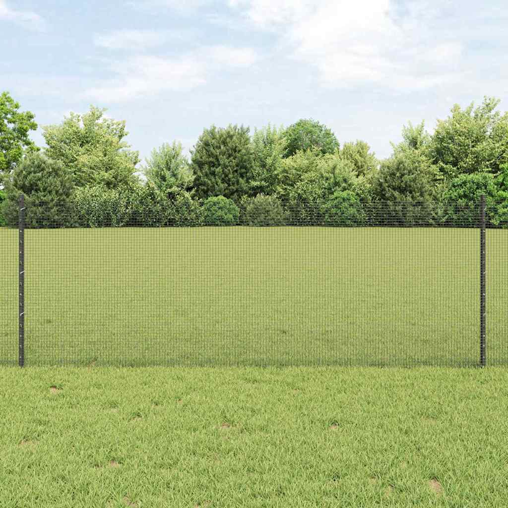 Vidaxl-Zaun mit Pfosten grau 0,8 x 25 m aus Stahl und PVC