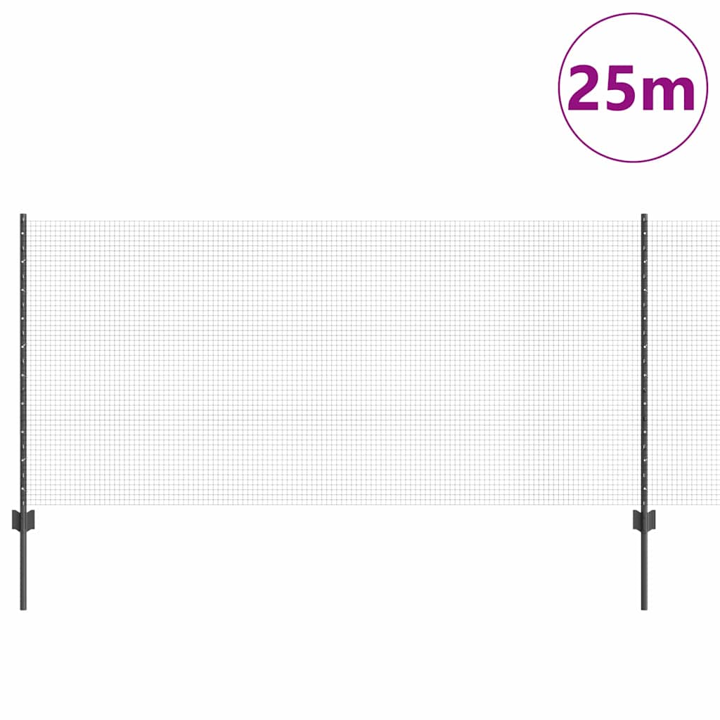 Vidaxxl Zaun mit Pfosten grau 1 x 25 m Stahl