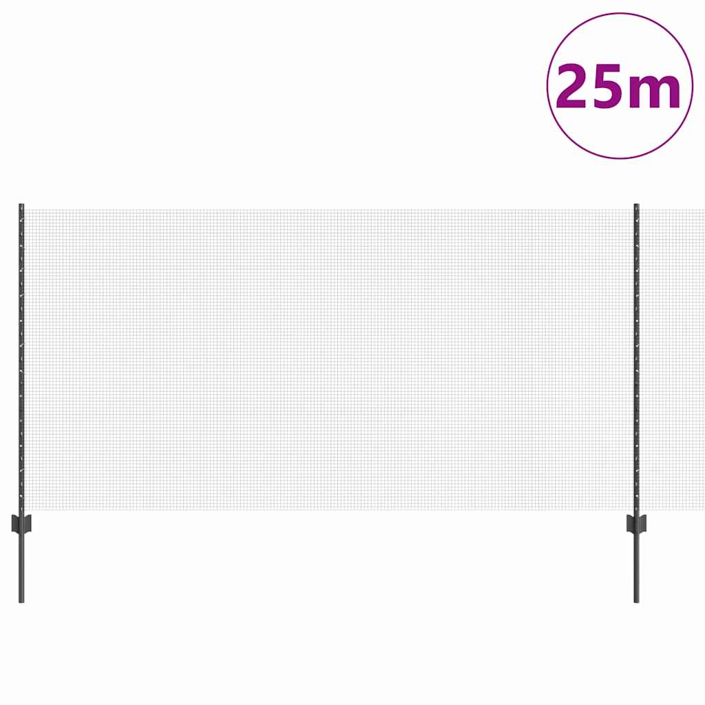 Vidaxl-Zaun mit Pfosten grau 1,2 x 25 m aus Stahl und PVC