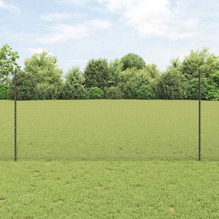 Vidaxl-Zaun mit Pfosten grau 1,2 x 25 m aus Stahl und PVC