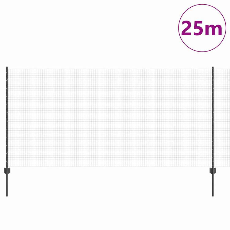 Vidaxl-Zaun mit Pfosten grau 1,2 x 25 m aus Stahl und PVC
