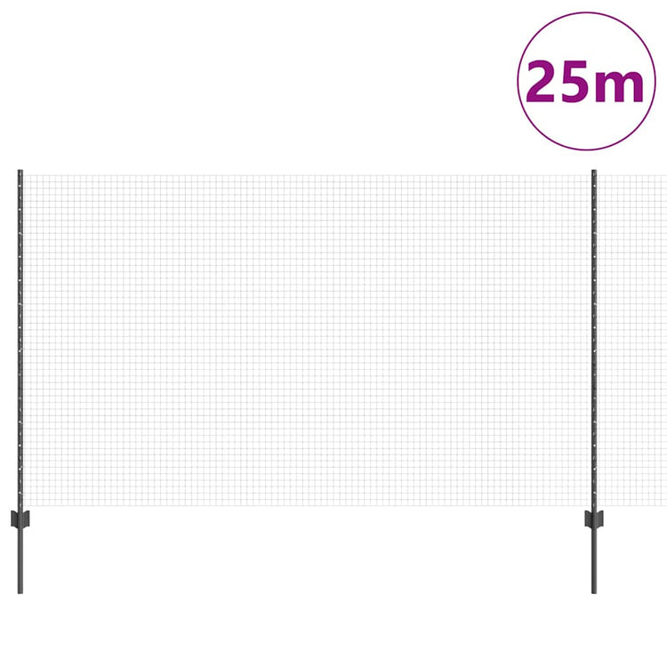 Vidaxl-Zaun mit Pfosten grau 1,4 x 25 m aus Stahl und PVC