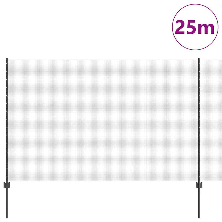 Vidaxl-Zaun mit Pfosten grau 1,5 x 25 m Stahl