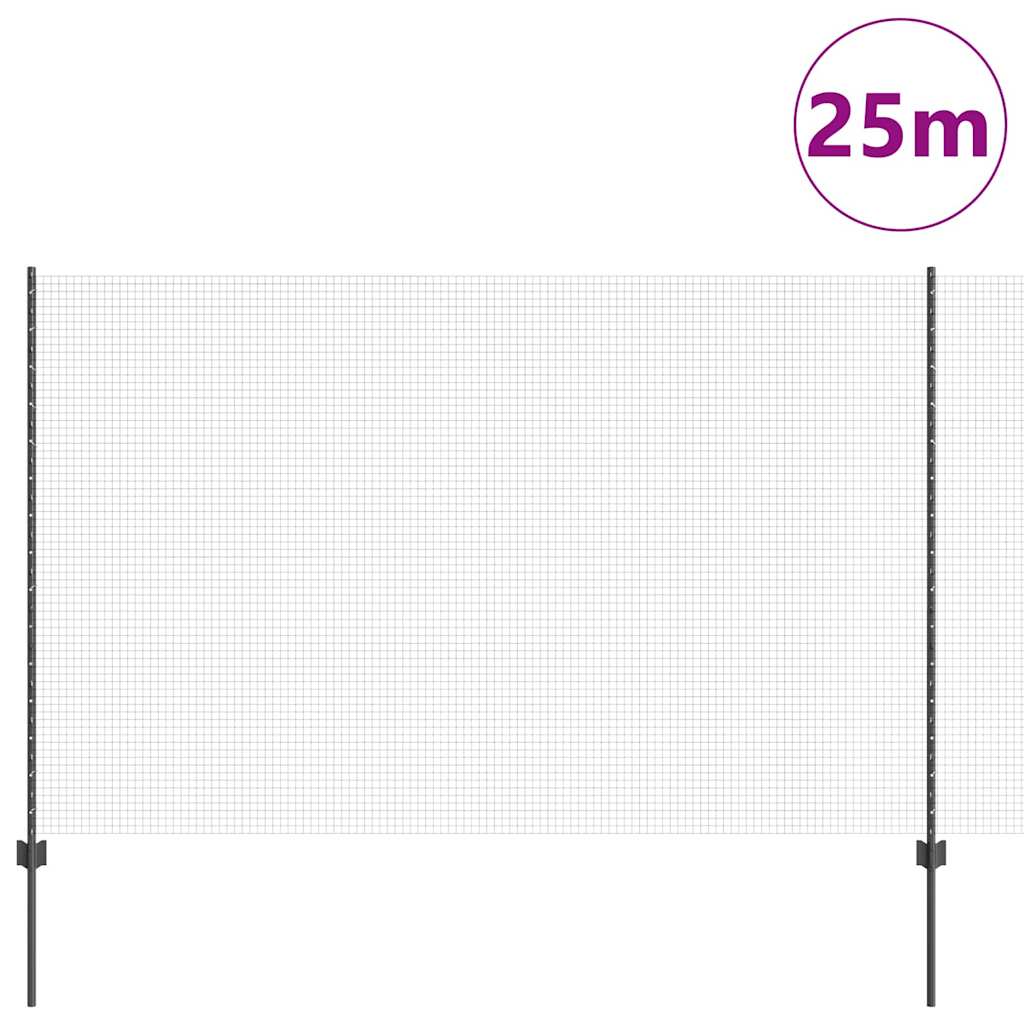 Vidaxl-Zaun mit Pfosten grau 1,5 x 25 m Stahl