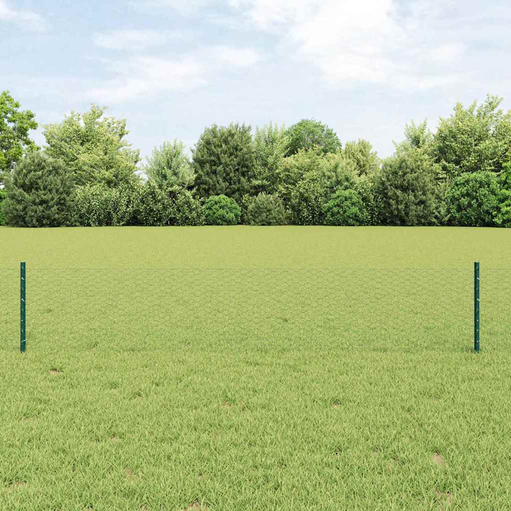 Vidaxxl-Zaun mit Pfosten grün 0,4 x 10 m aus Stahl und PVC