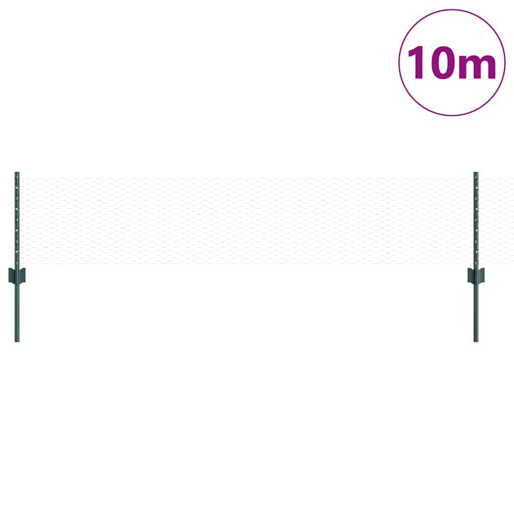 Vidaxxl-Zaun mit Pfosten grün 0,4 x 10 m aus Stahl und PVC