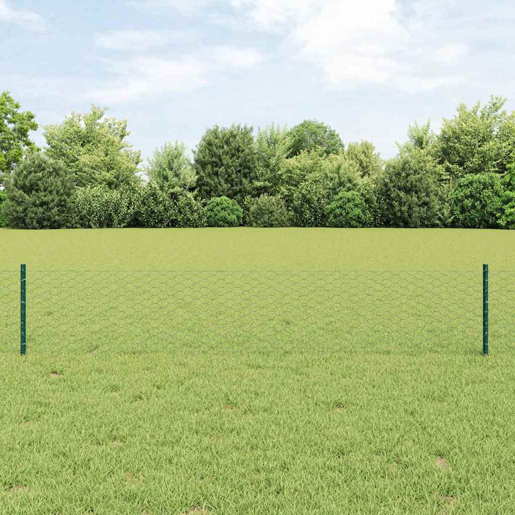 Vidaxxl-Zaun mit Pfosten grün 0,4 x 10 m aus Stahl und PVC