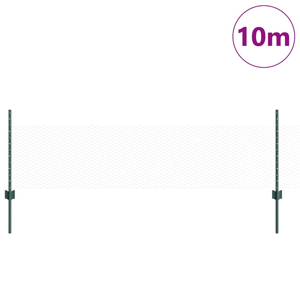 Vidaxxl-Zaun mit Pfosten grün 0,5 x 10 m aus Stahl und PVC