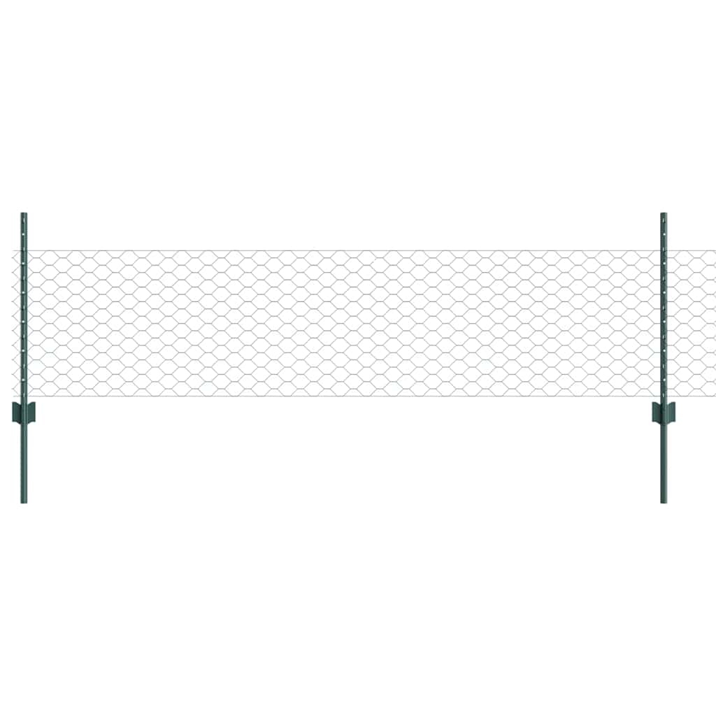 Vidaxxl-Zaun mit Pfosten grün 0,5 x 10 m aus Stahl und PVC