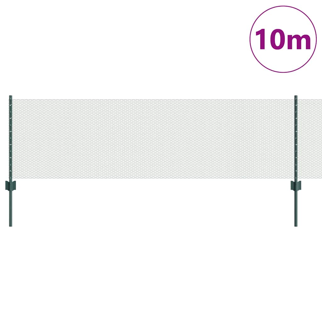 Vidaxxl-Zaun mit Pfosten grün 0,6 x 10 m aus Stahl und PVC