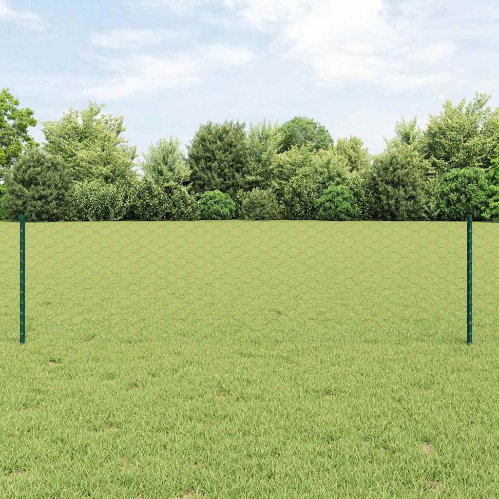 Vidaxxl-Zaun mit Pfosten grün 0,6 x 10 m aus Stahl und PVC