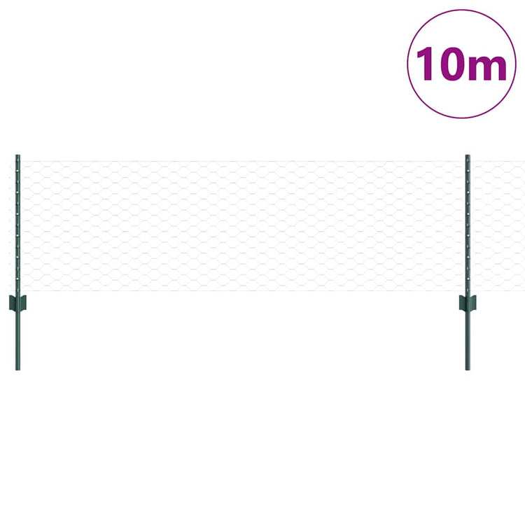 Vidaxxl-Zaun mit Pfosten grün 0,6 x 10 m aus Stahl und PVC