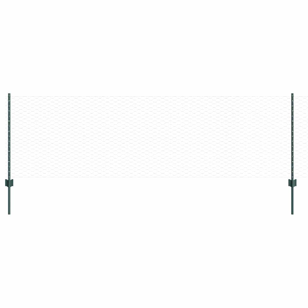 Vidaxl-Zaun mit Pfosten grün 0,8 x 10 m aus Stahl und PVC