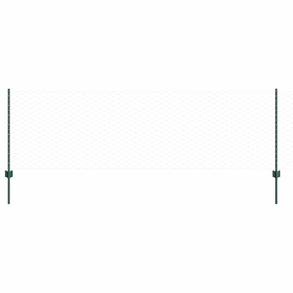 Vidaxl-Zaun mit Pfosten grün 0,8 x 10 m aus Stahl und PVC