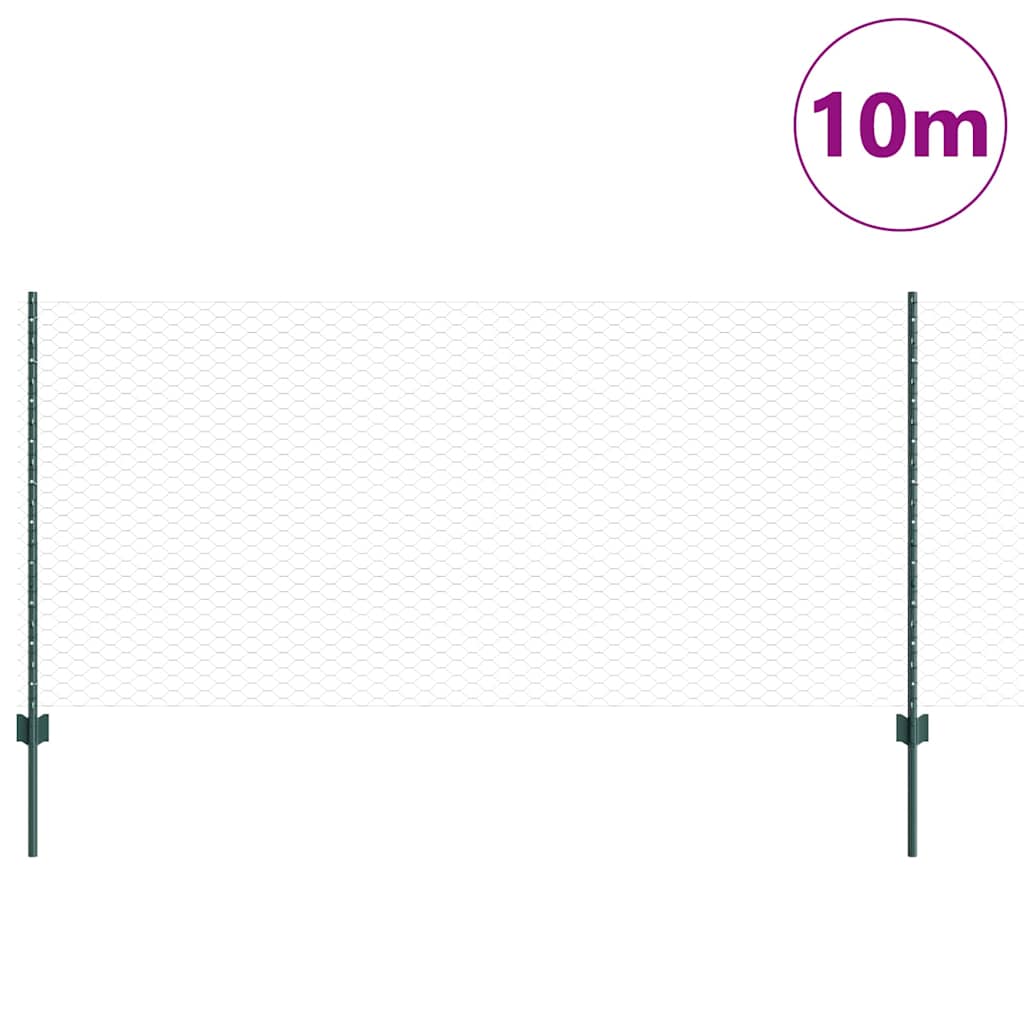 Vidaxxl-Zaun mit Pfosten grün 1 x 10 m aus Stahl und PVC