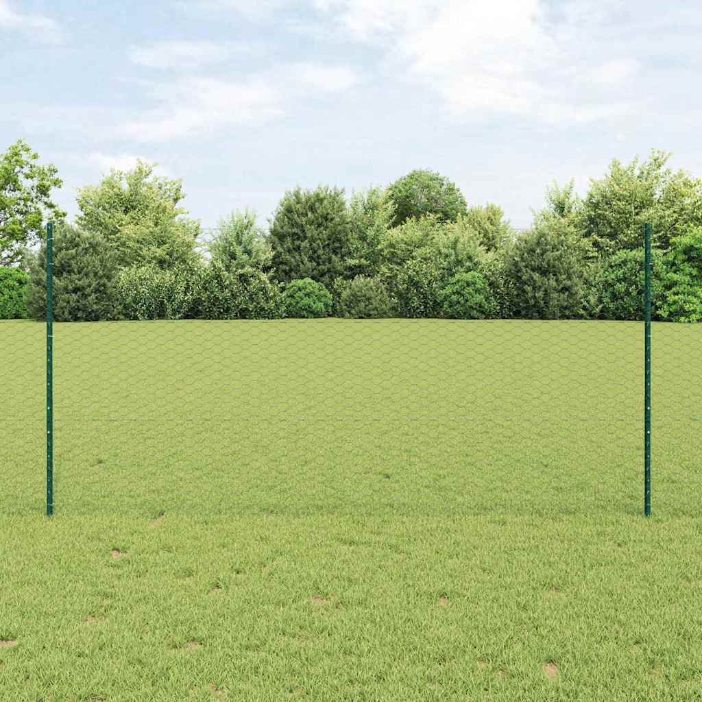 Vidaxxl-Zaun mit Pfosten grün 1,2 x 10 m aus Stahl und PVC