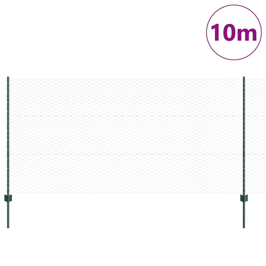 Vidaxxl-Zaun mit Pfosten grün 1,2 x 10 m aus Stahl und PVC