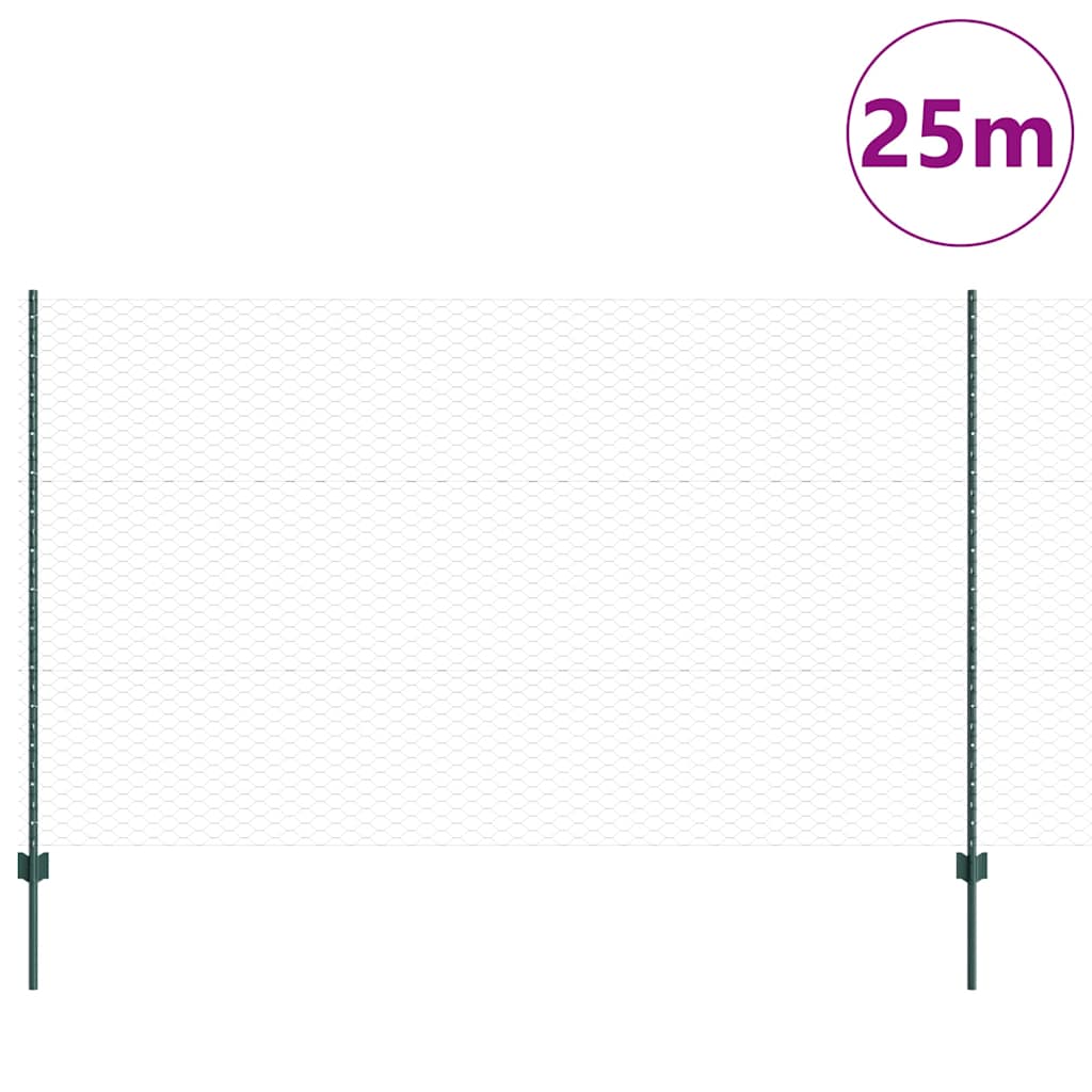 Vidaxxl-Zaun mit Pfosten grün 1,4 x 10 m aus Stahl und PVC