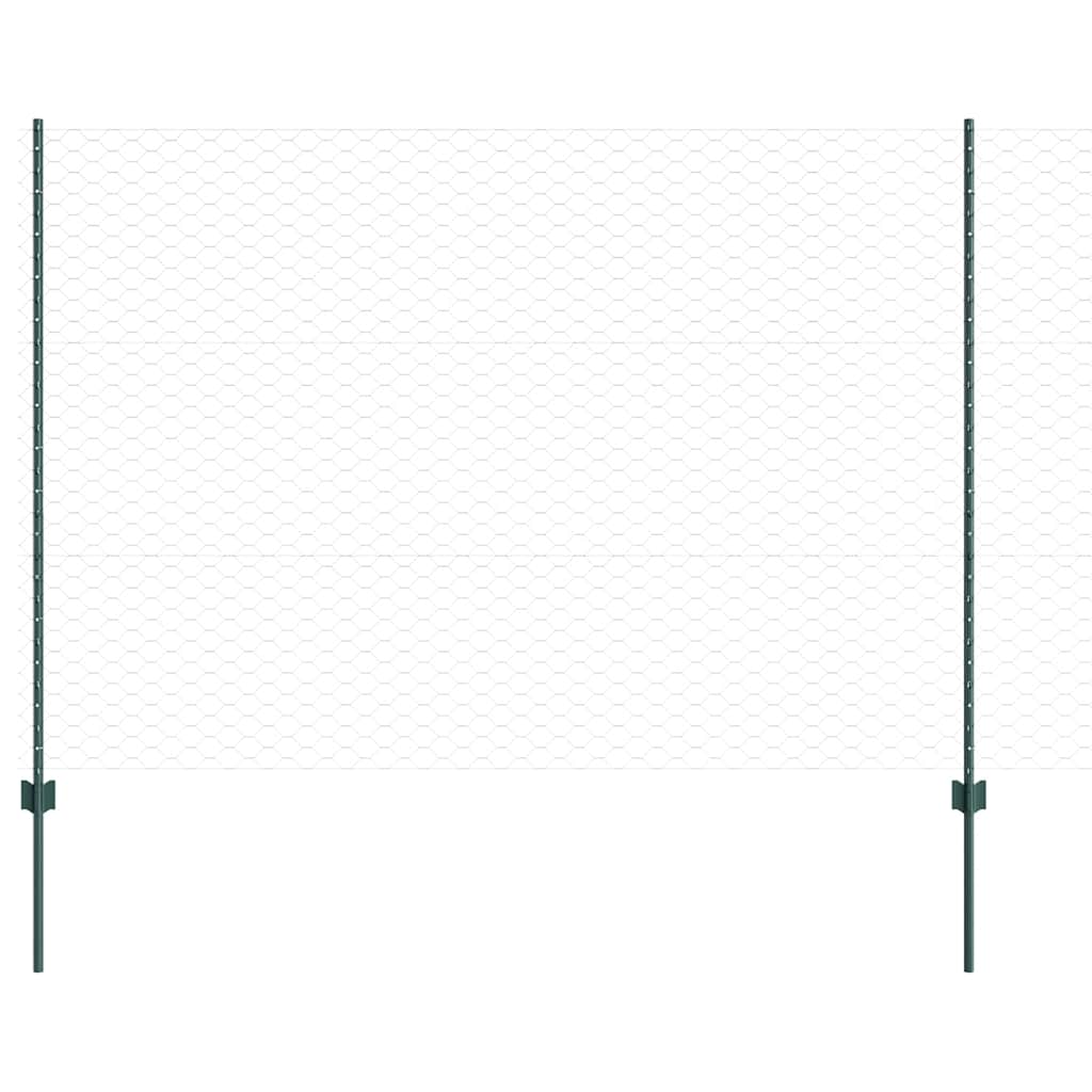 Vidaxl-Zaun mit Pfosten grün 1,5 x 10 m aus Stahl und PVC