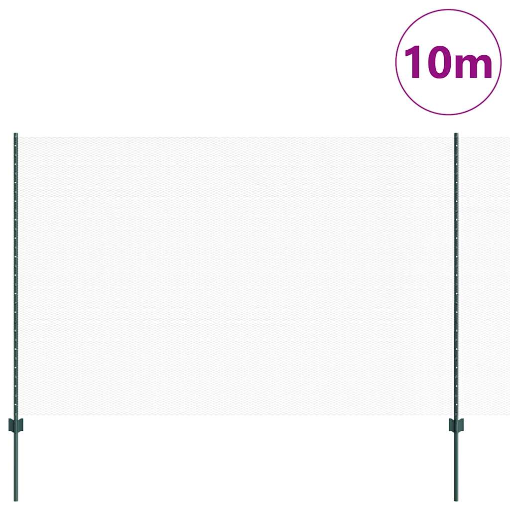Vidaxl-Zaun mit Pfosten grün 1,6 x 10 m aus Stahl und PVC