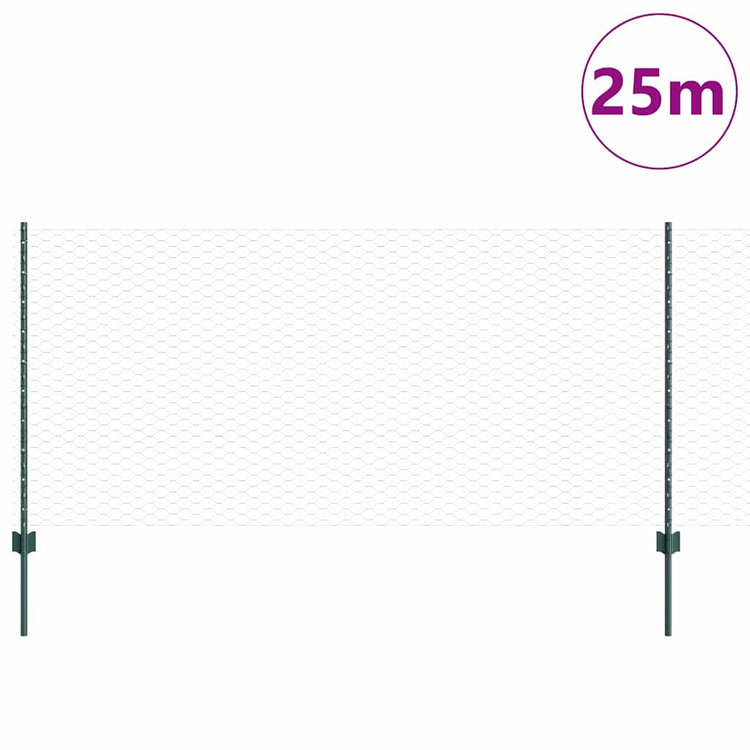 Vidaxxl Zaun mit Pfosten grün 1 x 25 m Stahl