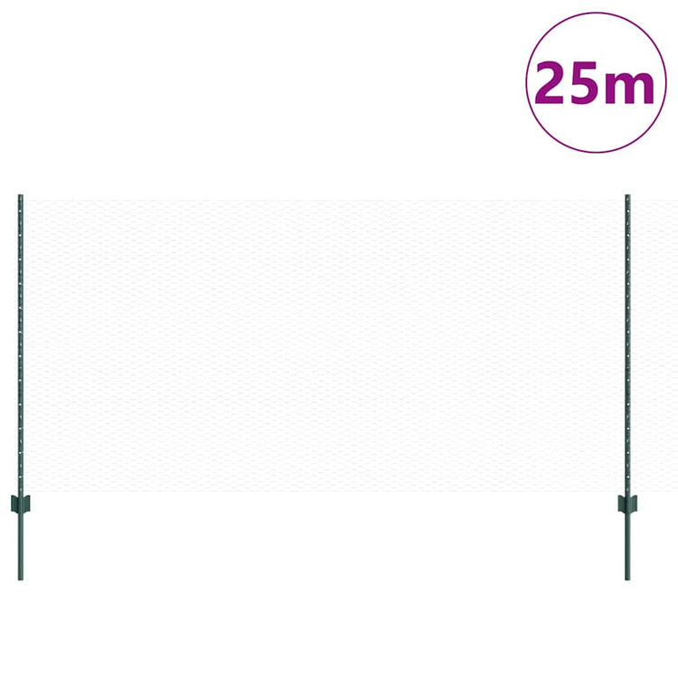 Vidaxxl Zaun mit Pfosten Grün 1,2 x 25 m Stahl