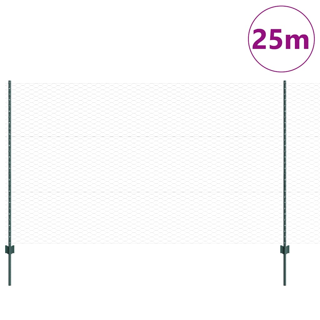 Vidaxxl Zaun mit Pfosten grün 1,4 x 25 m Stahl