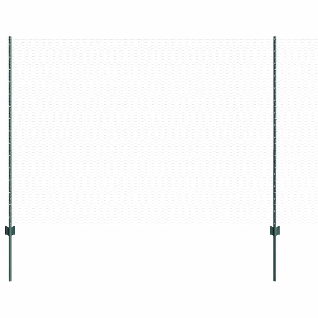 Vidaxxl-Zaun mit grünem Pfosten 1,5 x 25 m aus Stahl