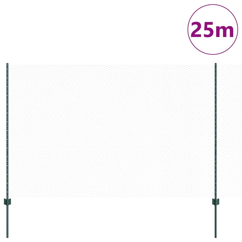 Vidaxxl-Zaun mit grünem Pfosten 1,5 x 25 m aus Stahl