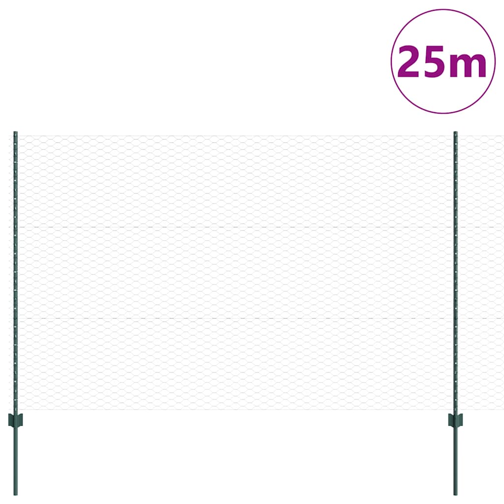 Vidaxxl-Zaun mit grünem Pfosten 1,5 x 25 m aus Stahl