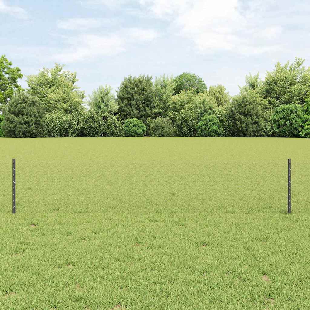 Vidaxl-Zaun mit Pfosten grau 0,4 x 10 m aus Stahl und PVC