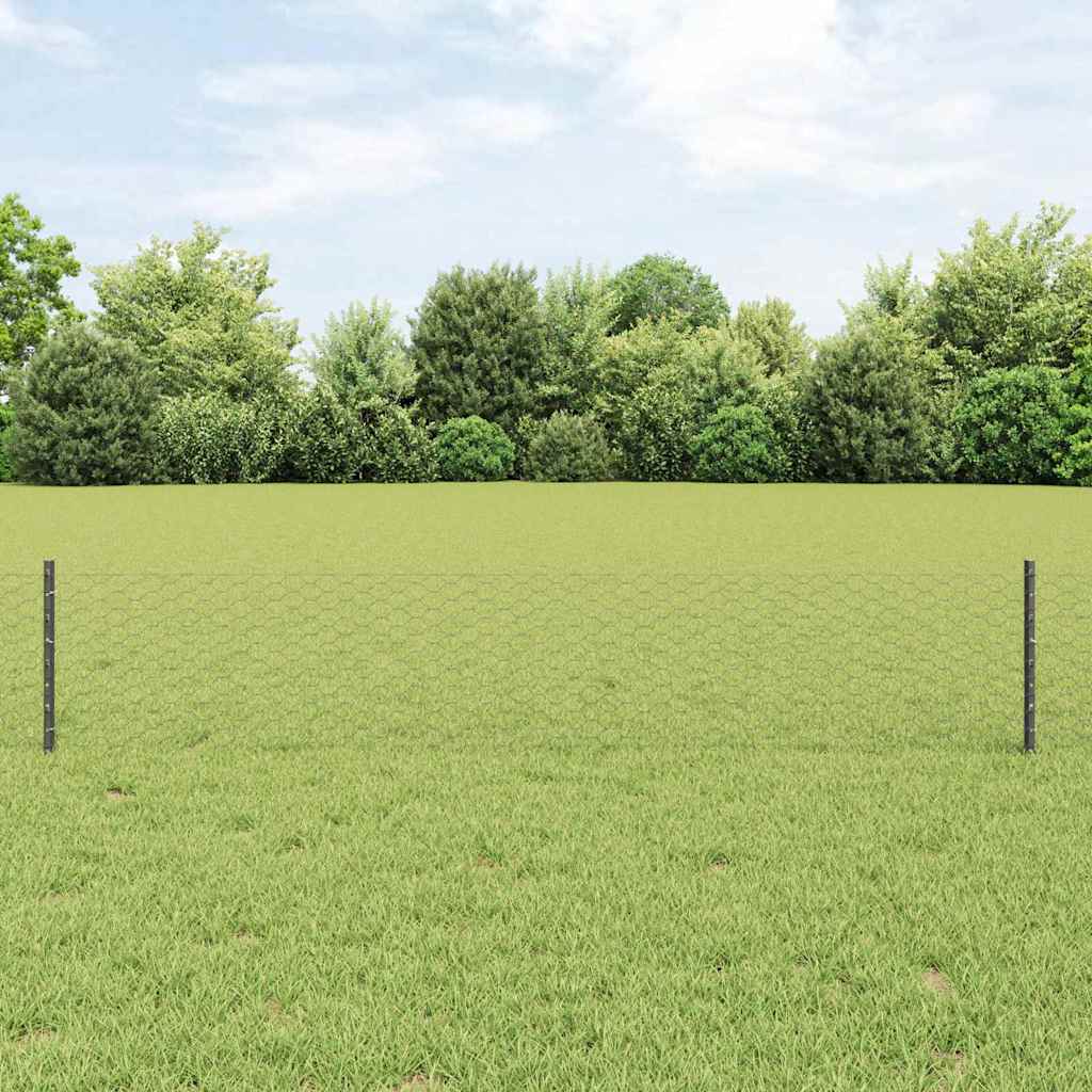 Vidaxl-Zaun mit Pfosten grau 0,4 x 10 m aus Stahl und PVC