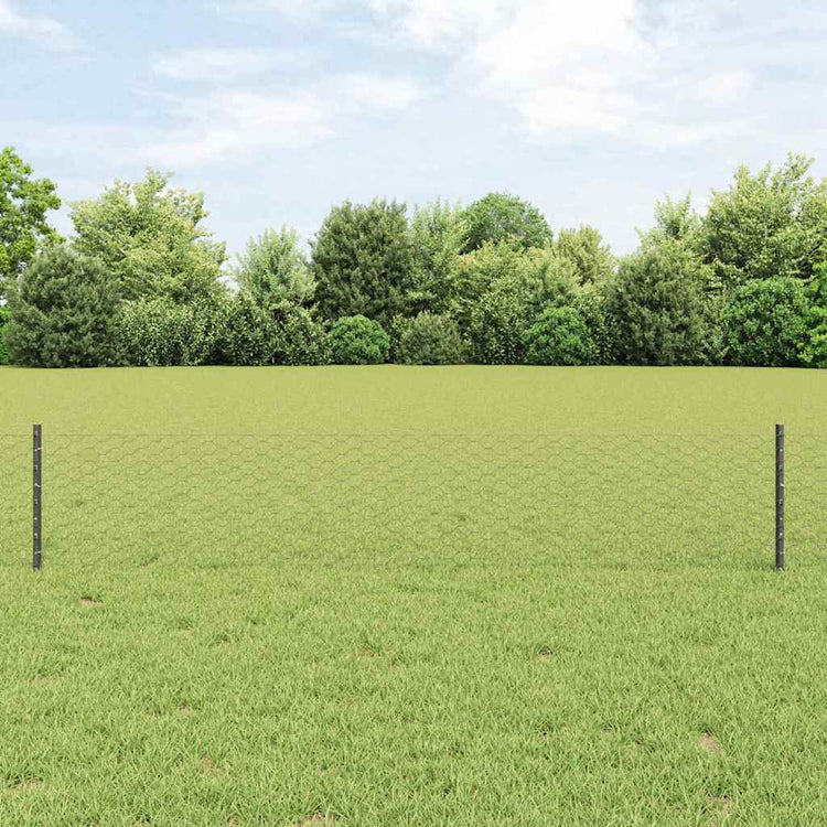 Vidaxl-Zaun mit Pfosten grau 0,4 x 10 m aus Stahl und PVC