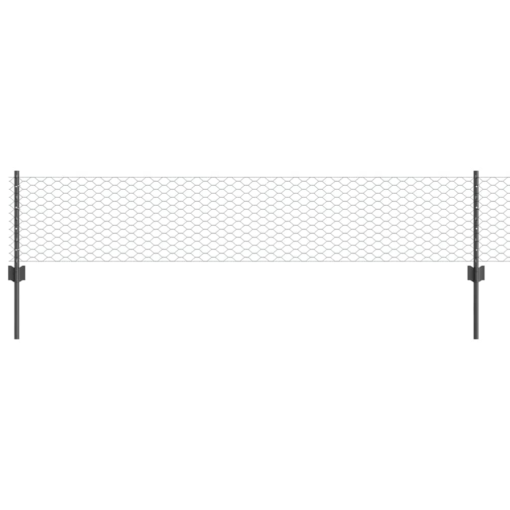 Vidaxl-Zaun mit Pfosten grau 0,4 x 10 m aus Stahl und PVC