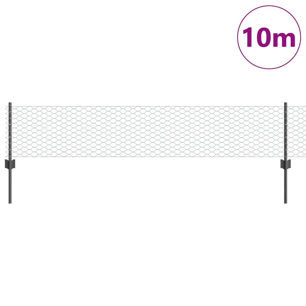 Vidaxl-Zaun mit Pfosten grau 0,4 x 10 m aus Stahl und PVC