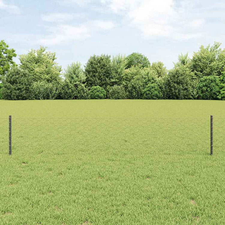 Vidaxl-Zaun mit Pfosten grau 0,4 x 10 m aus Stahl und PVC