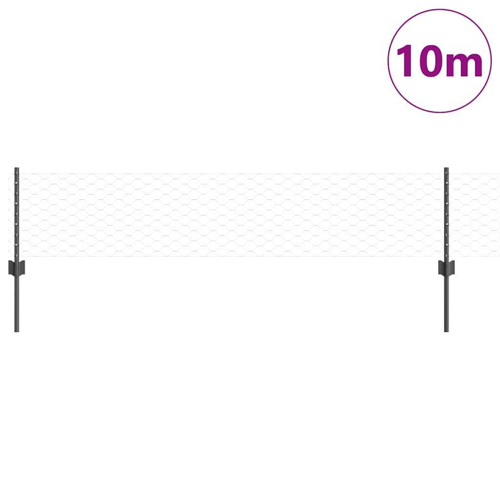 Vidaxl-Zaun mit Pfosten grau 0,4 x 10 m aus Stahl und PVC