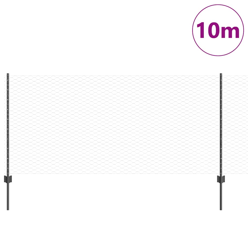 Vidaxl-Zaun mit Pfosten grau 1 x 10 m aus Stahl und PVC