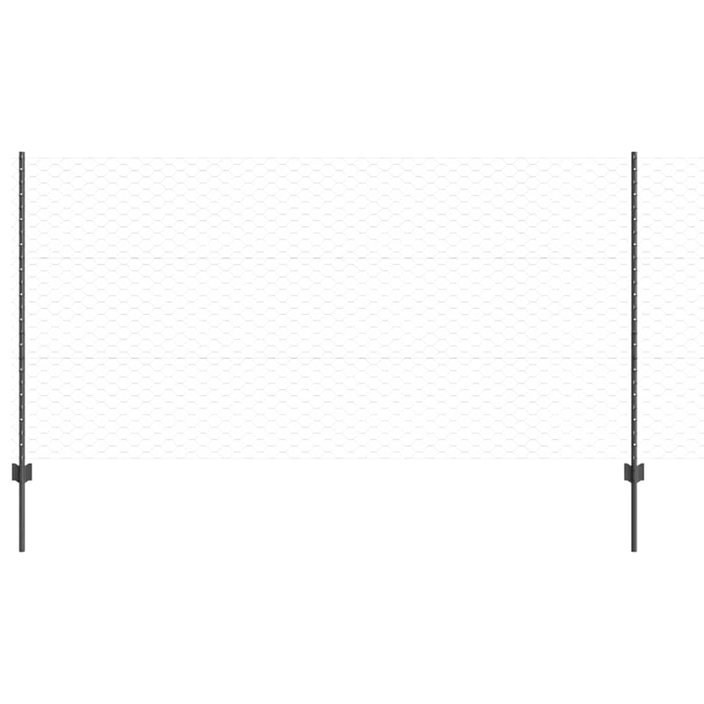Vidaxl-Zaun mit Pfosten grau 1,2 x 10 m aus Stahl und PVC