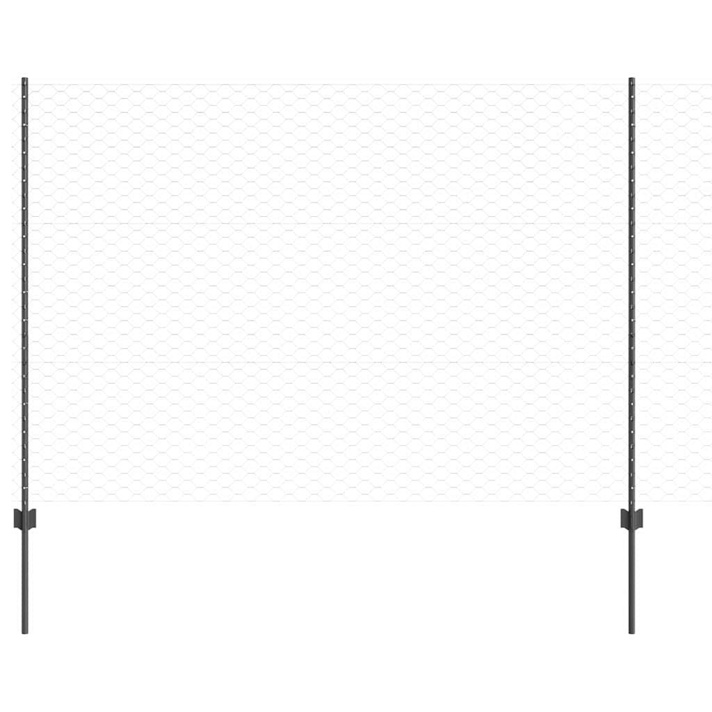 Vidaxl-Zaun mit Pfosten grau 1,5 x 10 m aus Stahl und PVC