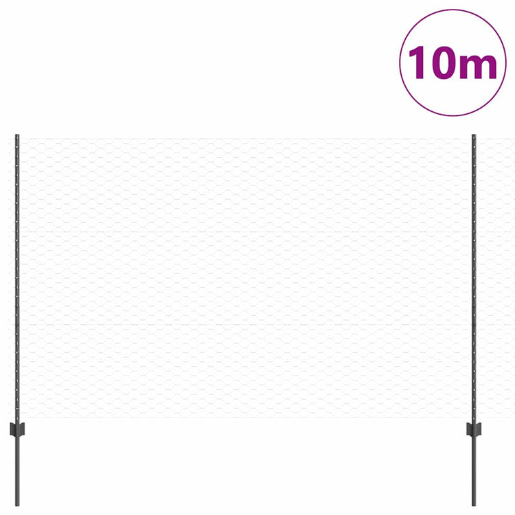 Vidaxl-Zaun mit Pfosten grau 1,5 x 10 m aus Stahl und PVC