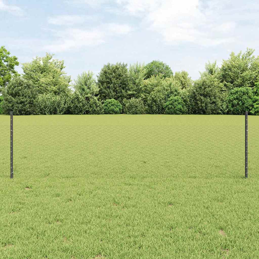 Vidaxxl Zaun mit Pfosten grau 0,5 x 25 m Stahl