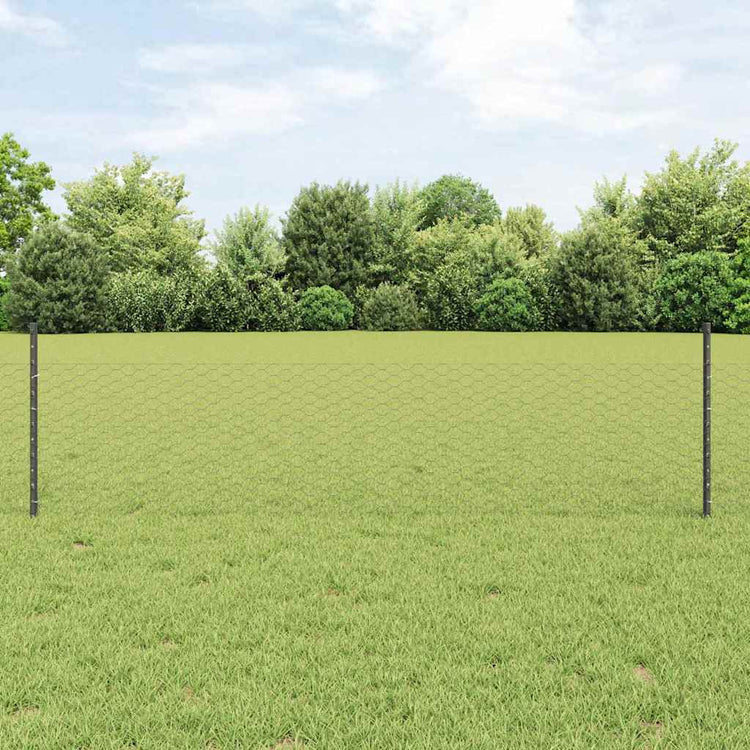 Vidaxxl Zaun mit Pfosten grau 0,5 x 25 m Stahl