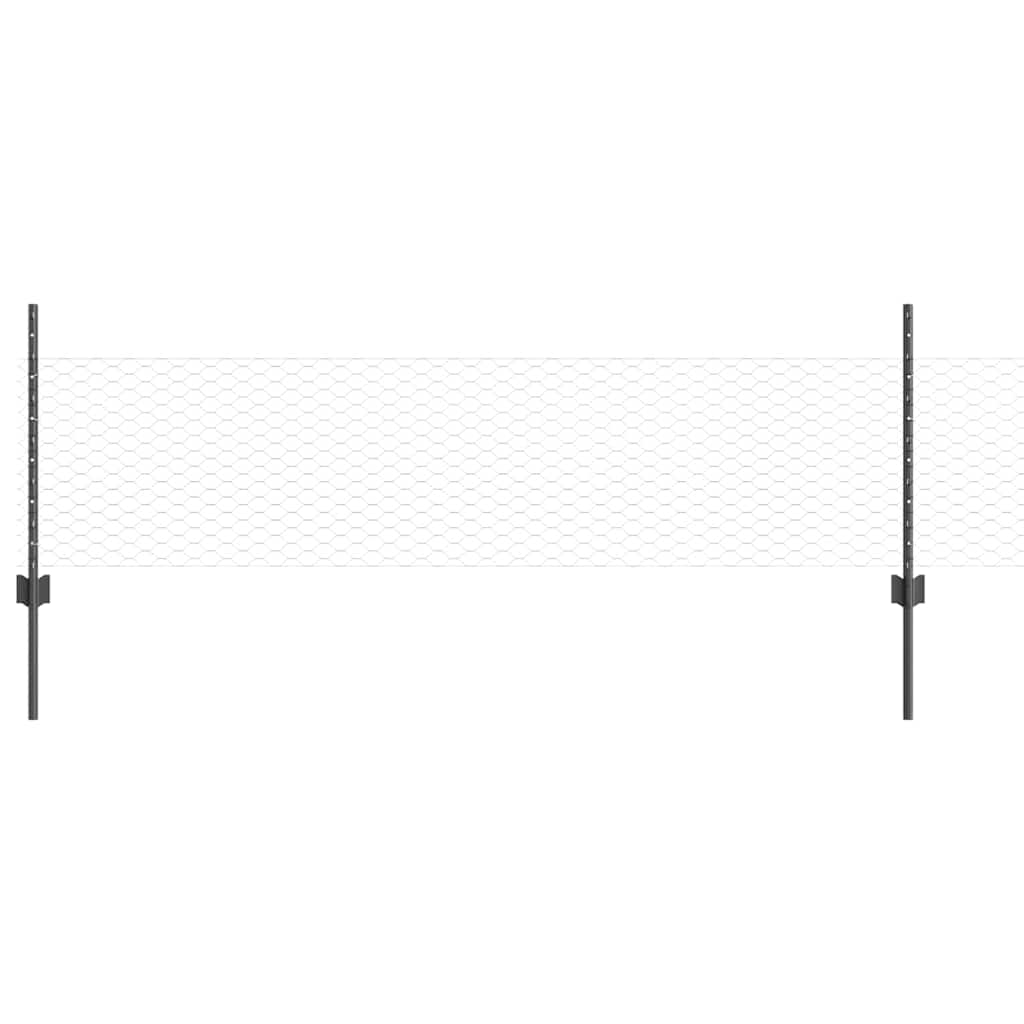 Vidaxxl Zaun mit Pfosten grau 0,5 x 25 m Stahl
