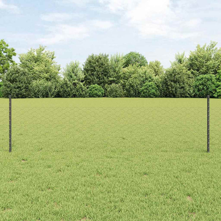Vidaxxl Zaun mit Pfosten grau 0,5 x 25 m Stahl